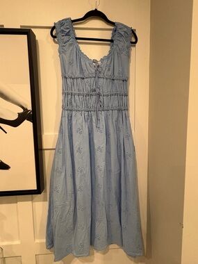 Light Blue Eyelet Sundress - Women’s Sleeveless Dress